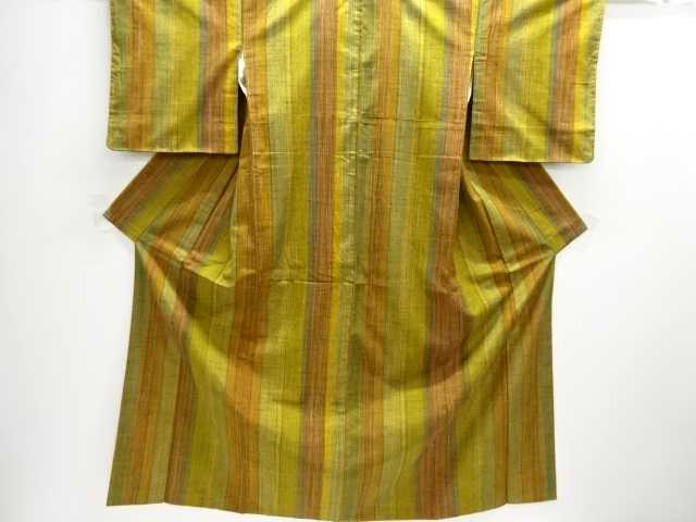 JAPANESE KIMONO / SILK / HAND WOVEN TSUMUGI / STRIPE